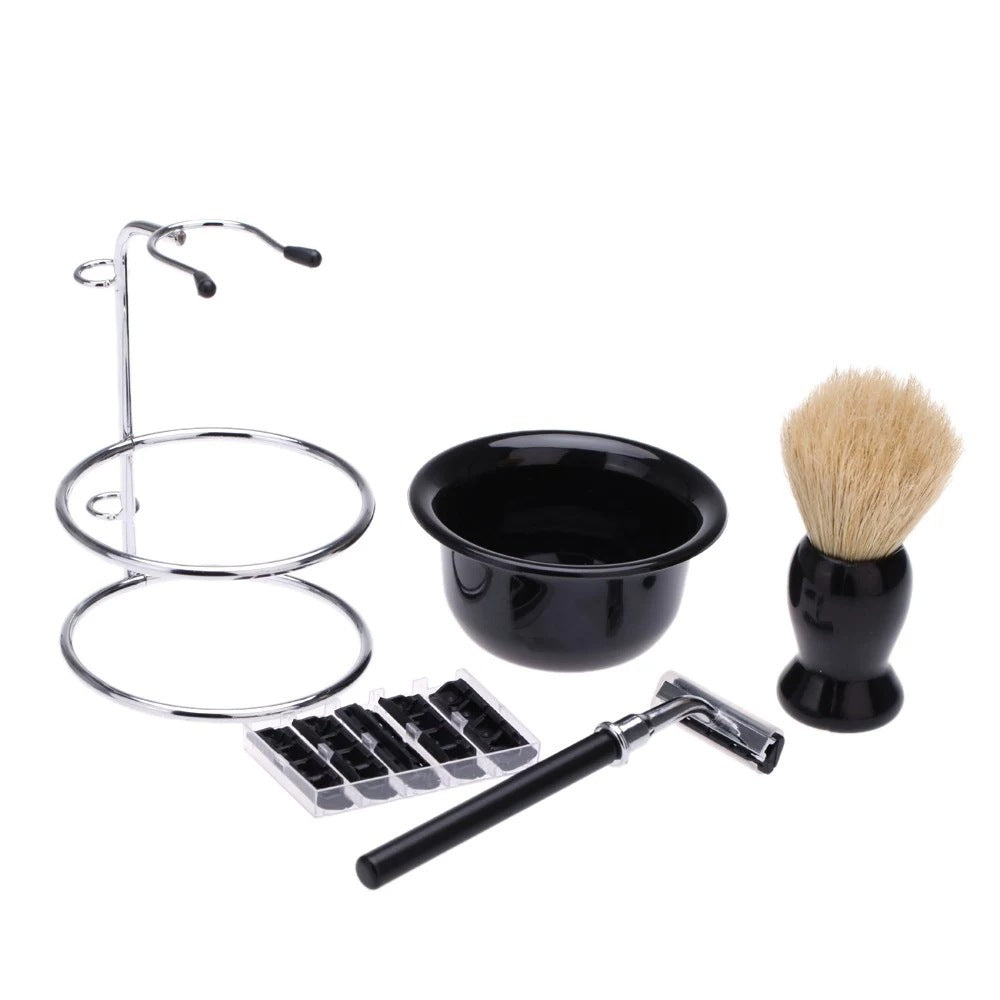 Manual Shaving Razor Set with Brush and Stand