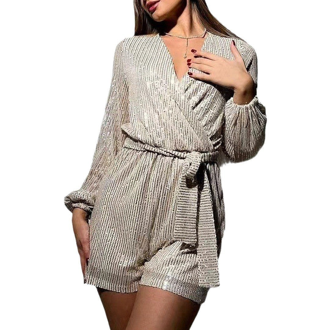 Sequined long-sleeved dress