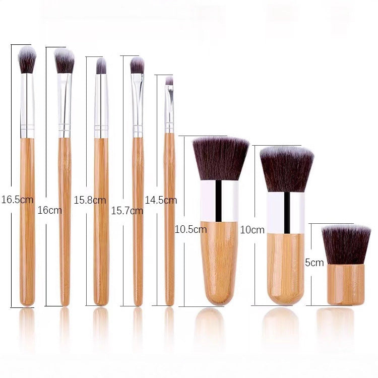11-piece bamboo handle makeup brush set