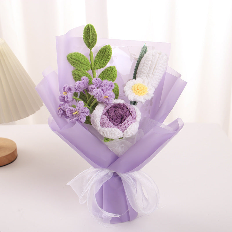 Hand-knitted flowers