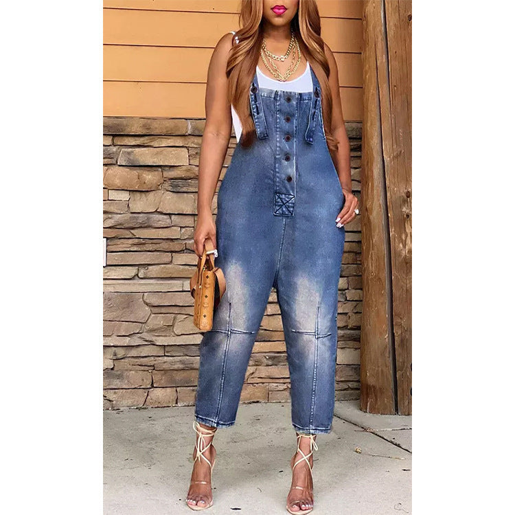 Women's Casual Denim Suspender Overalls