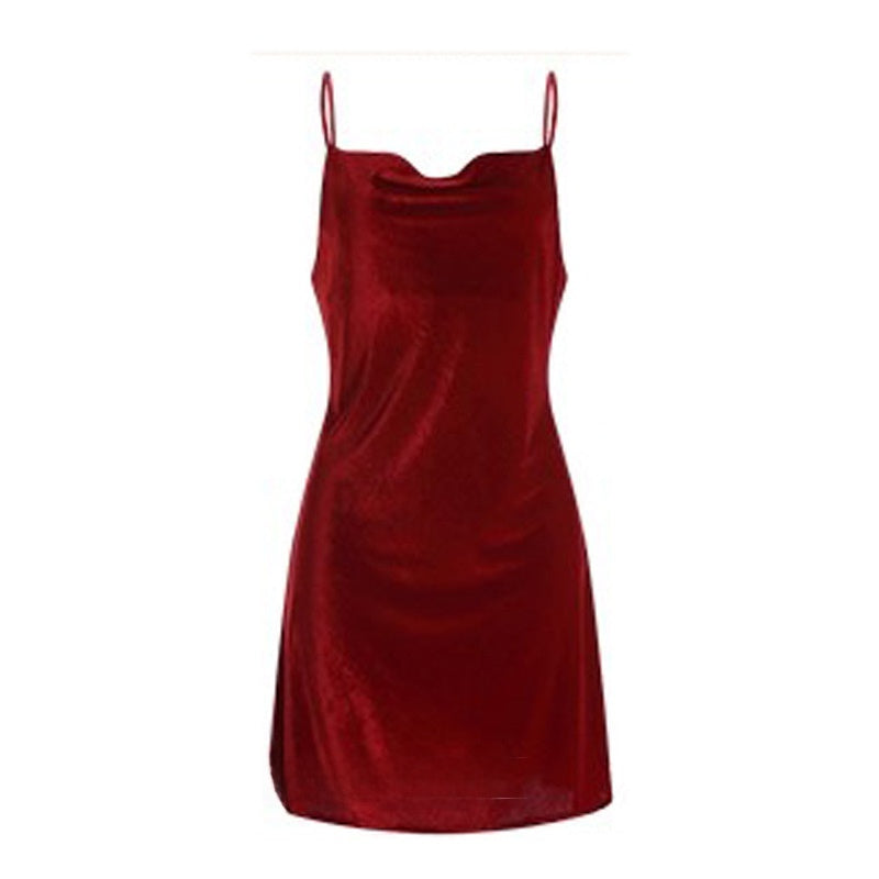 Strap ice silk nightgown