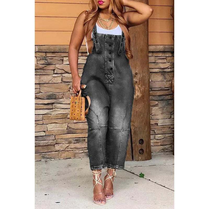 Women's Casual Denim Suspender Overalls