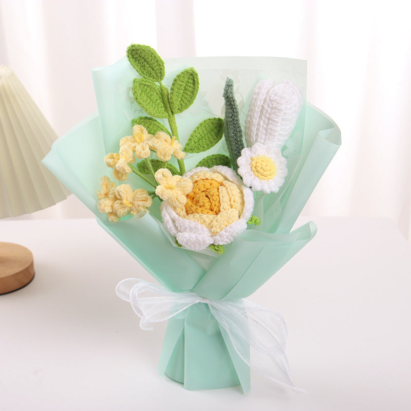 Hand-knitted flowers