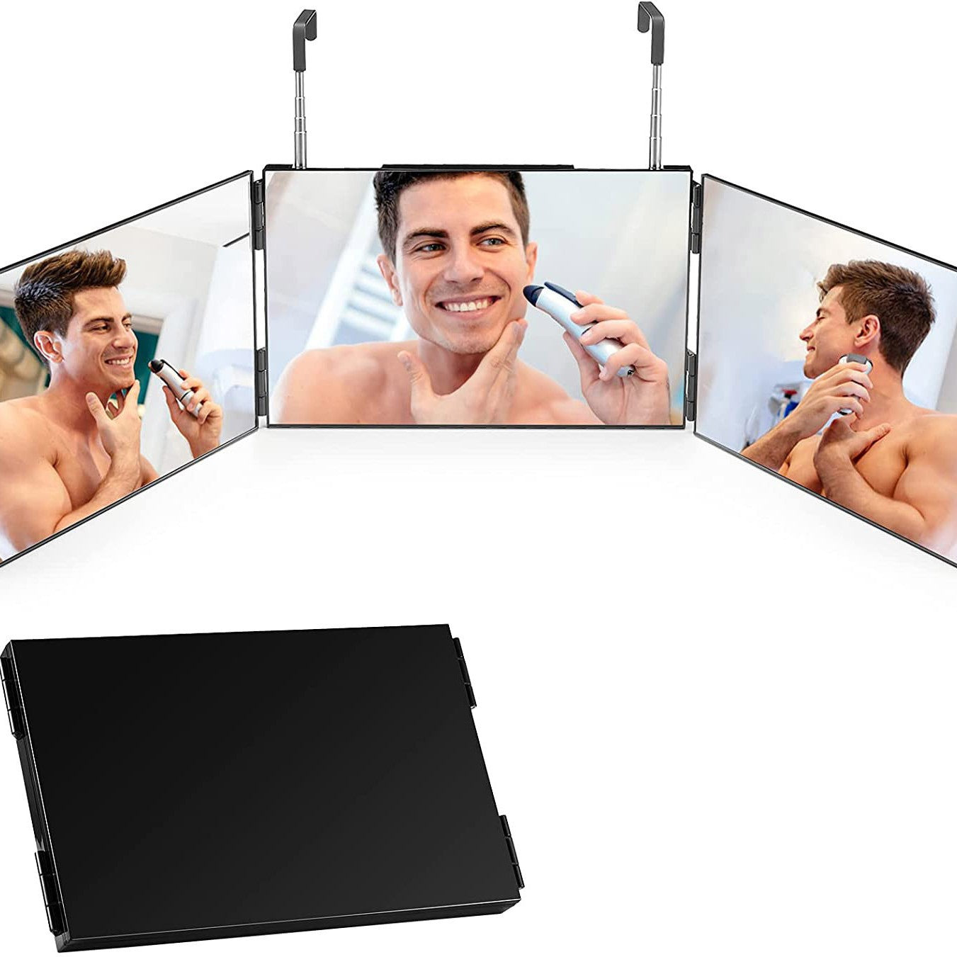 Three-sided folding high-definition makeup mirror