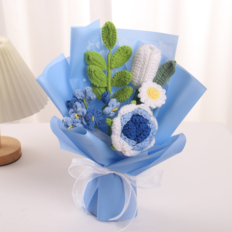 Hand-knitted flowers