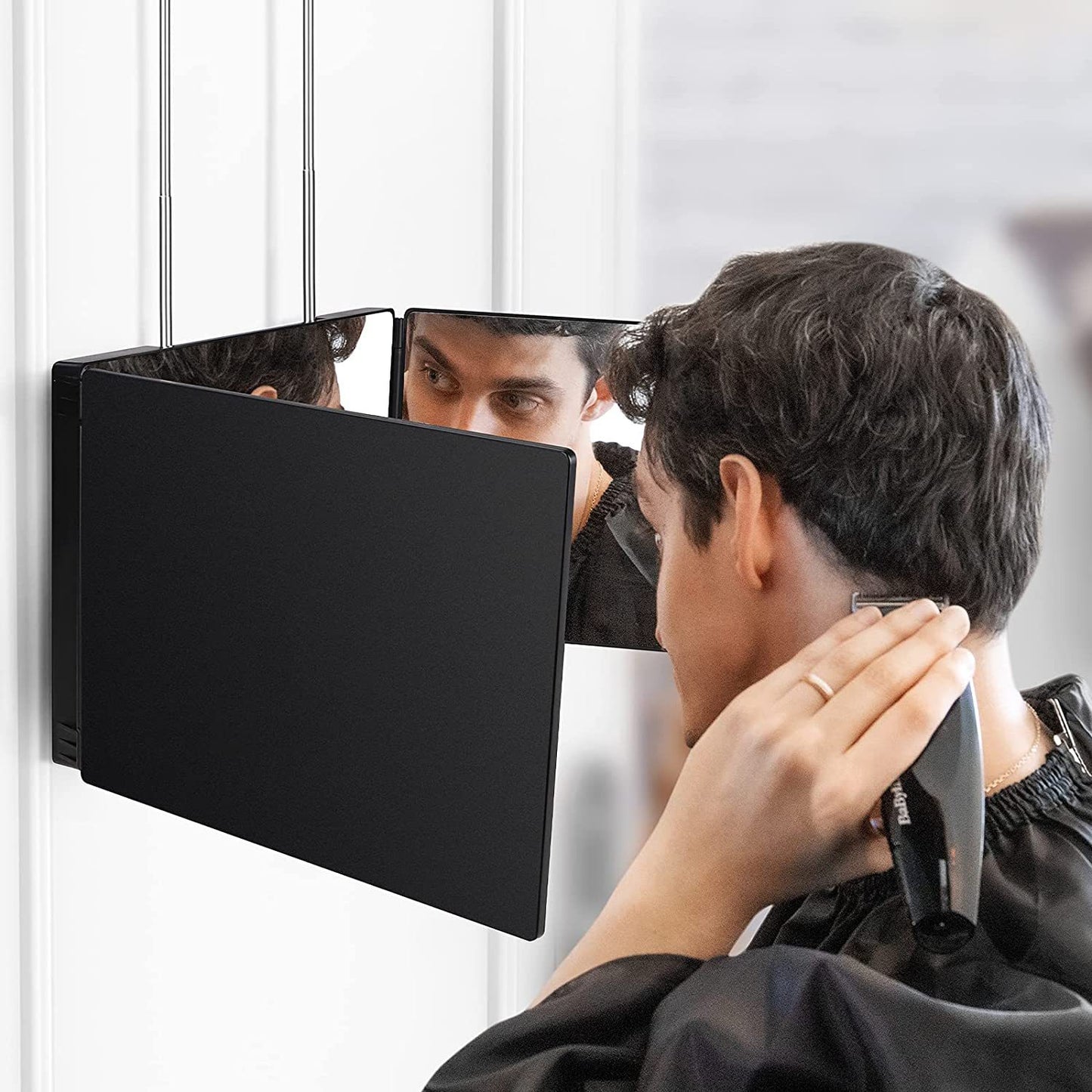 Three-sided folding high-definition makeup mirror