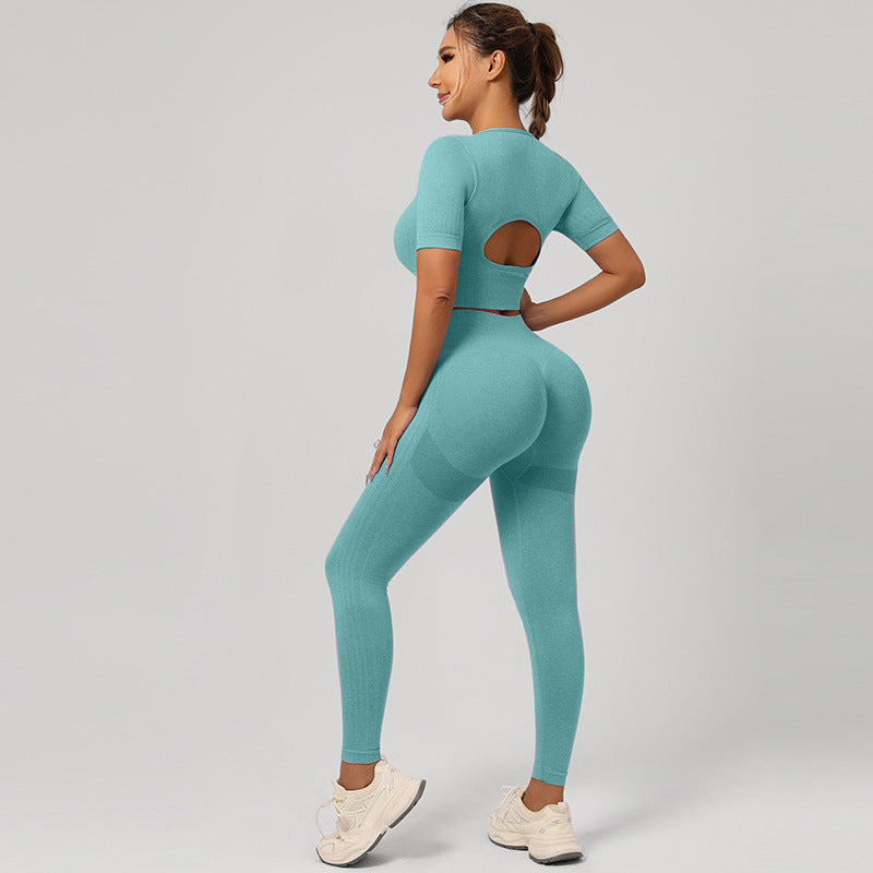 Women Yoga Outfit Set Sports Bra and High Waist Pants