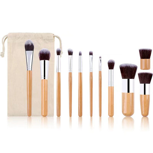 11-piece bamboo handle makeup brush set
