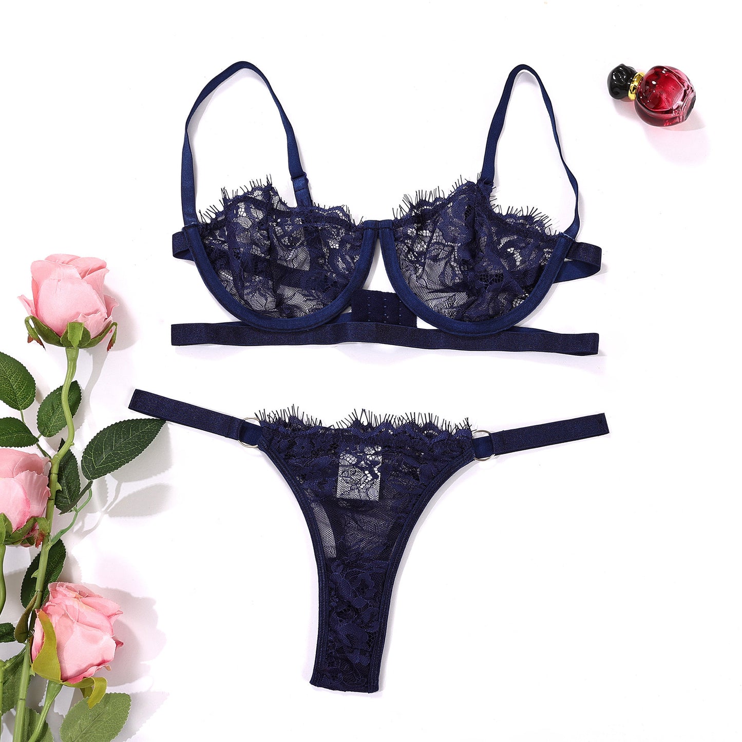 Sexy lace-covered bustier set