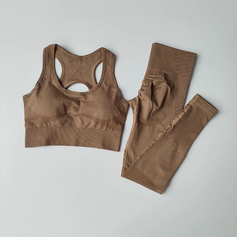 Seamless Quick-Dry Sports Suit with Built-In Bra