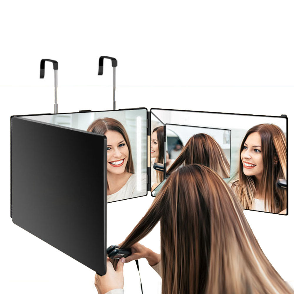 Three-sided folding high-definition makeup mirror