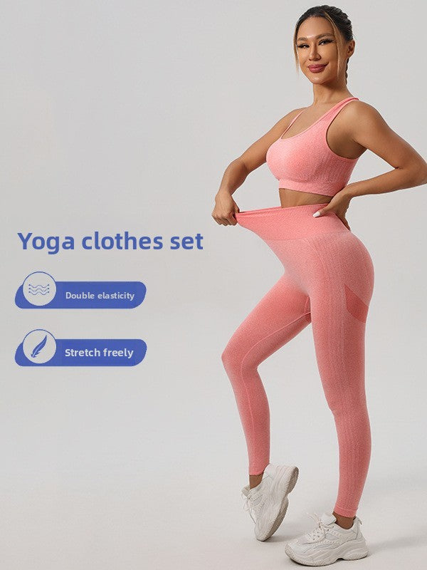 Women Yoga Outfit Set Sports Bra and High Waist Pants