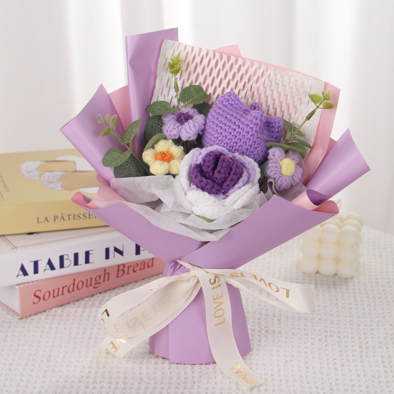 Hand-knitted flowers