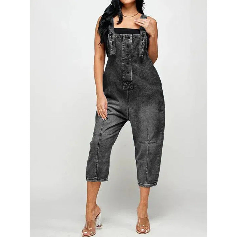 Women's Casual Denim Suspender Overalls