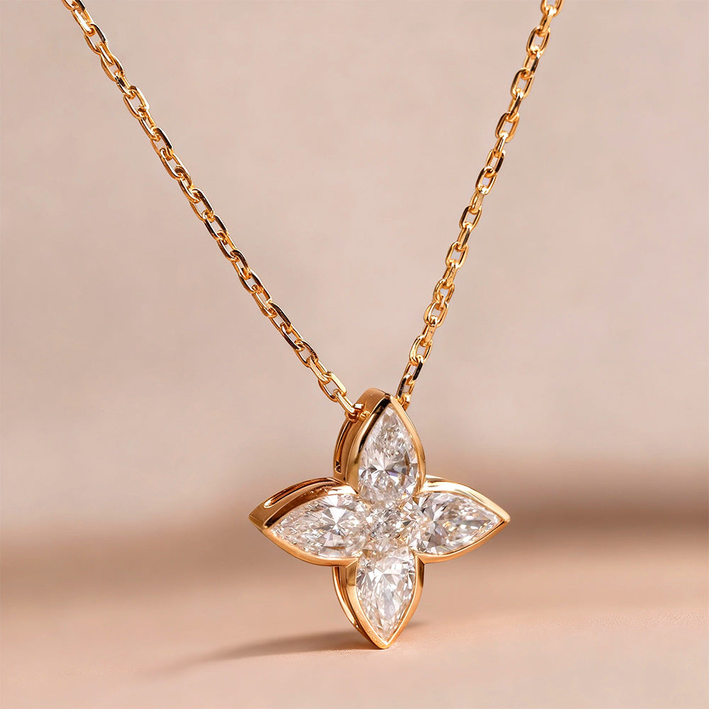 Four-leaf clover waterdrop pendant necklace