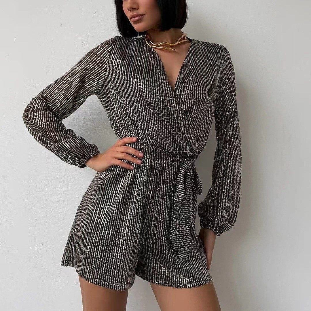Sequined long-sleeved dress