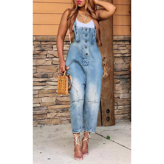 Women's Casual Denim Suspender Overalls