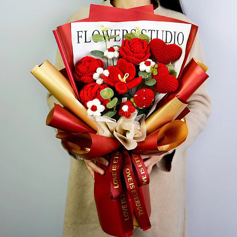 Knitted large bouquet