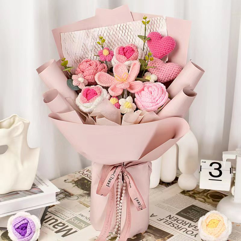 Knitted large bouquet