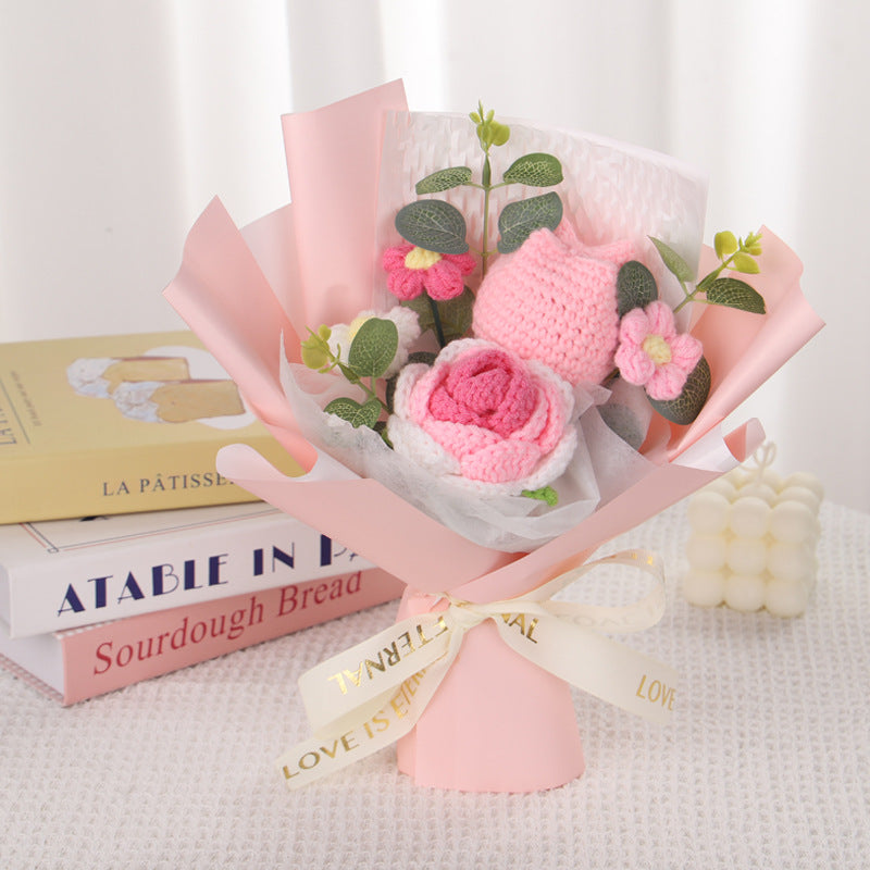 Hand-knitted flowers