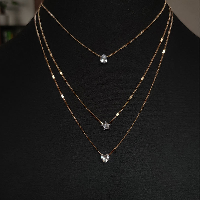 love three-layer necklace