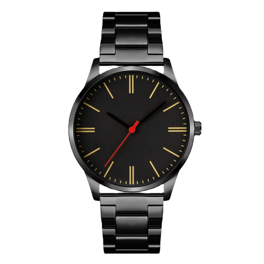 Men's leather strap wristwatch