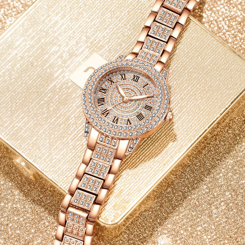 Diamond-studded full-cut Roman pattern ladies' watch