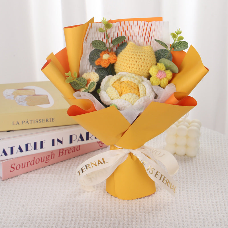 Hand-knitted flowers