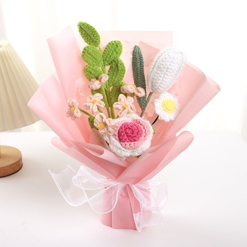 Hand-knitted flowers