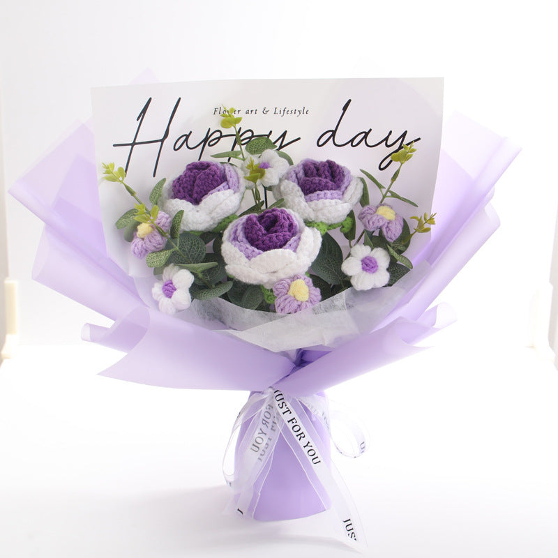 Hand-knitted flowers