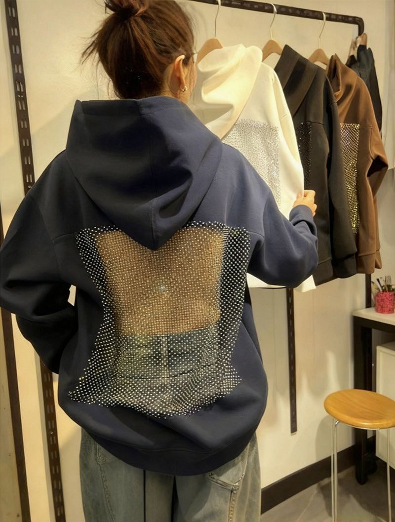 Backless Cut Out Mesh Hoodie Sweatshirt