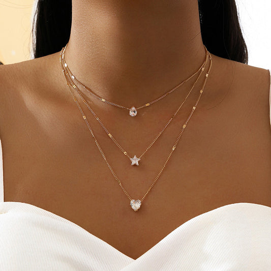 love three-layer necklace