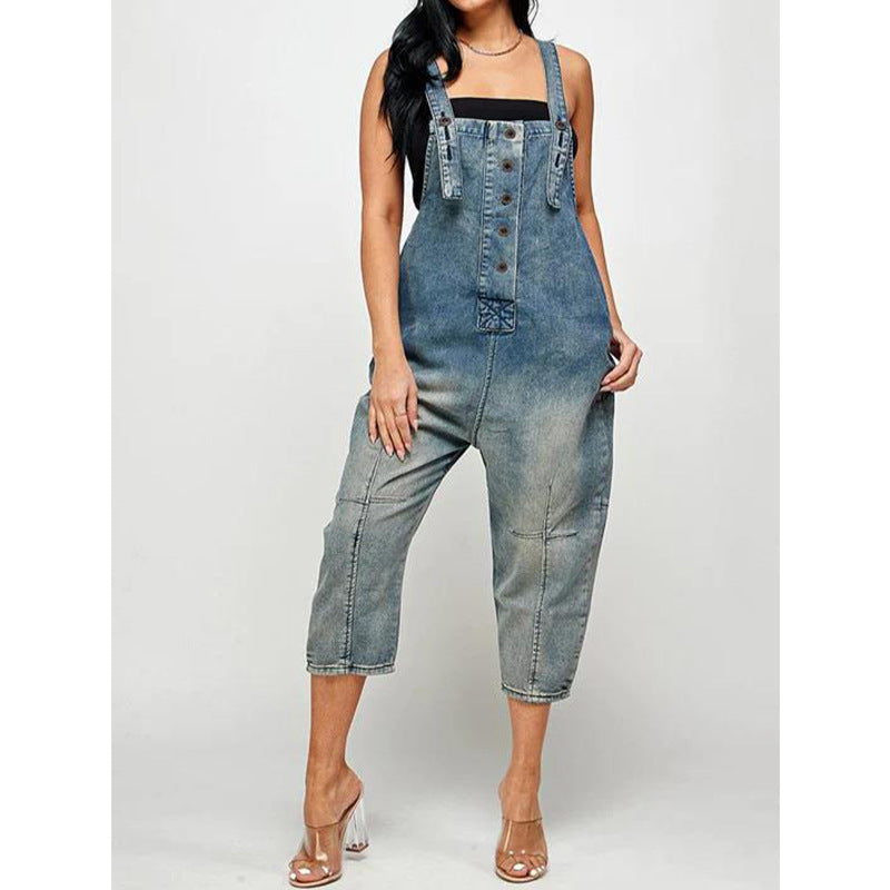 Women's Casual Denim Suspender Overalls