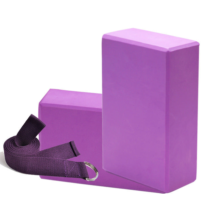 EVA Yoga Brick Set with Stretch Belt for Adults and Kids